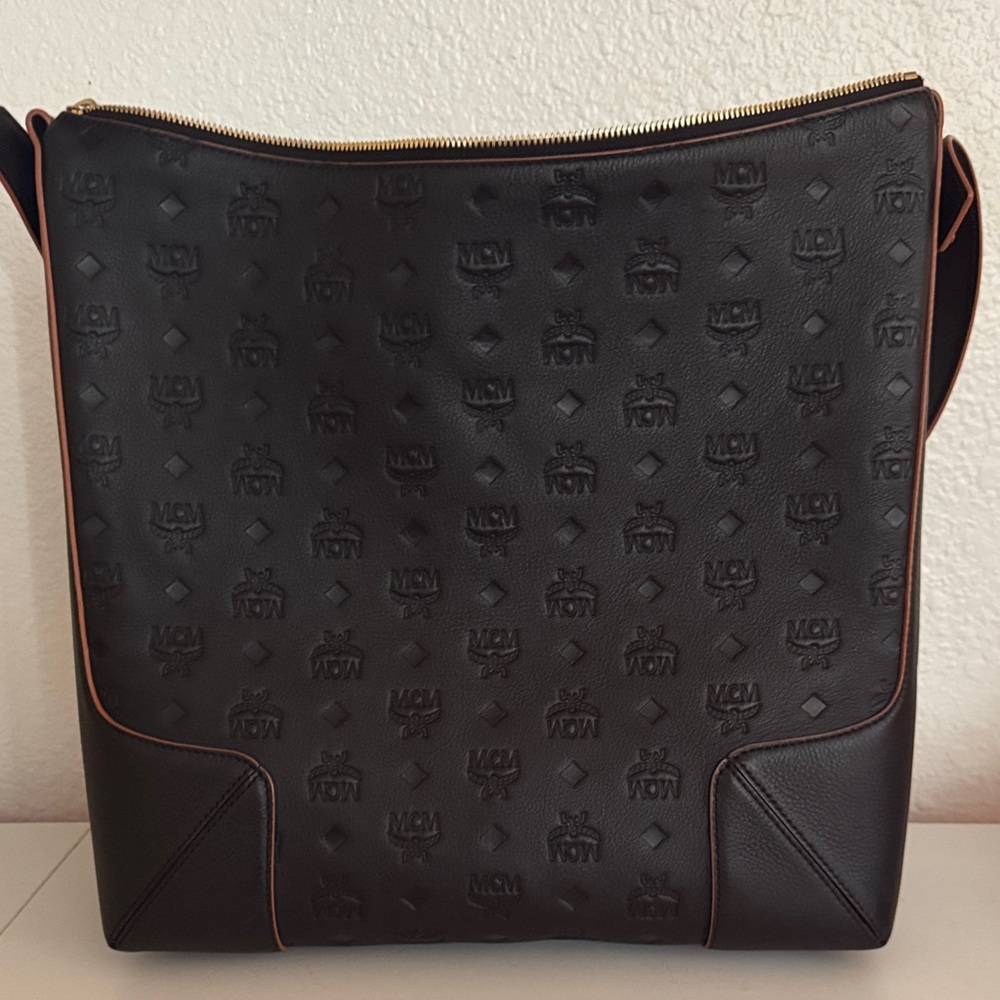 MCM Black Embossed Shoulder Bag